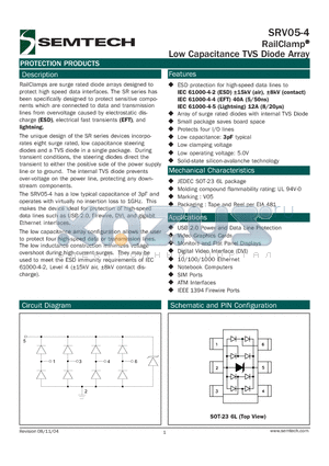 SRV05-4.TCT datasheet - Low Capacitance TVS Diode Array