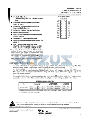 V62/03657-01YE datasheet - OCTAL BUFFER/DRIVER WITH 3-STATE OUTPUTS