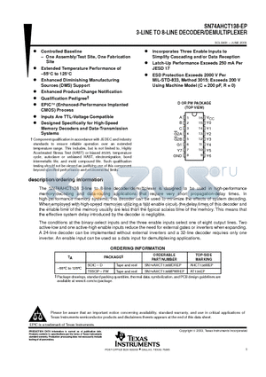 V62/03655-01XE datasheet - 3-LINE TO 8-LINE DECODER/DEMULTIPLEXER