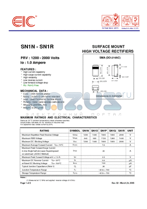 SN1N datasheet - SURFACE MOUNT HIGH VOLTAGE RECTIFIERS