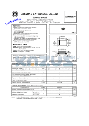 SCM34SLPT datasheet - SCHOTTKY BARRIER RECTIFIER