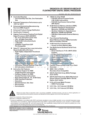 V62/03669-01XA datasheet - FLOATING-POINT DIGITAL SIGNAL PROCESSOR