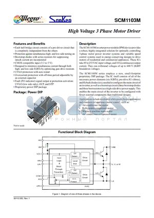 SCM1103M datasheet - High Voltage 3 Phase Motor Driver