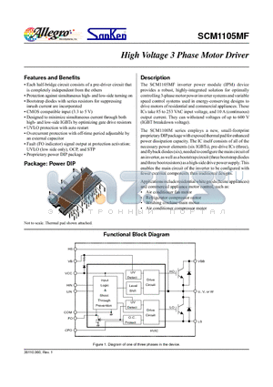 SCM1105MF datasheet - High Voltage 3 Phase Motor Driver