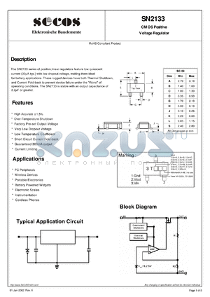 SN2133 datasheet - CMOS Positive Voltage Regula tor
