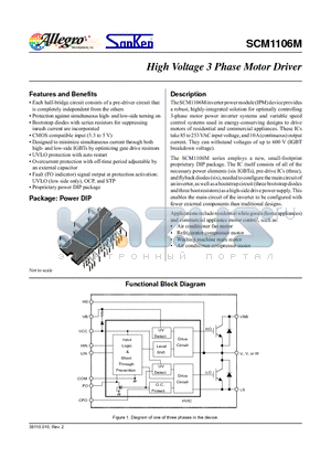 SCM1106M datasheet - High Voltage 3 Phase Motor Driver