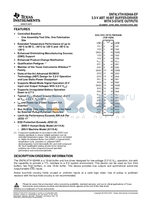 V62/04601-01XE datasheet - 3.3-V ABT 16-BIT BUFFER/DRIVER WITH 3-STATE OUTPUTS