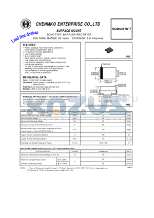 SCM54LHPT datasheet - SCHOTTKY BARRIER RECTIFIER