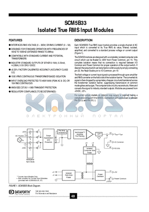 SCM5B33-01D datasheet - Isolated True RMS Input Modules