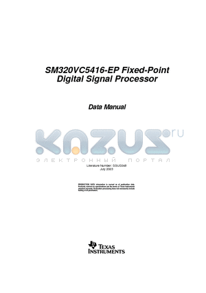 V62/04610-01XA datasheet - SM320VC5416-EP Fixed-Point Digital Signal Processor