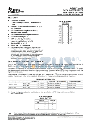 V62/04620-01YE datasheet - OCTAL BUFFER/DRIVER WITH 3-STATE OUTPUTS