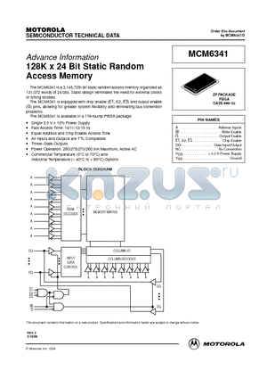 SCM6341ZP12A datasheet - 128K x 24 Bit Static Random Access Memory