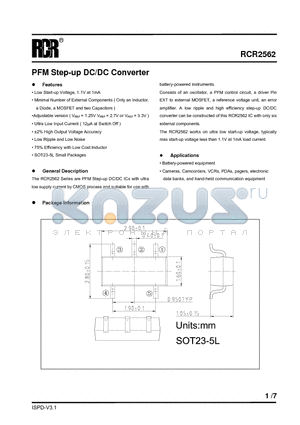 RCR2562 datasheet - PFM Step-up DC/DC Converter