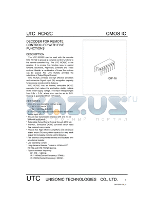 RCR2C datasheet - DECODER FOR REMOTE CONTROLLER WITH FIVE FUNCTIONS