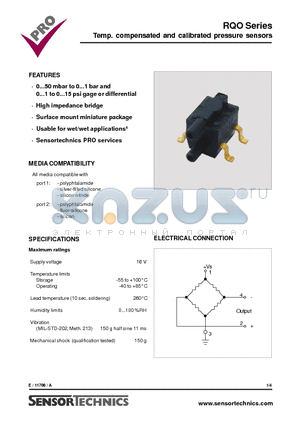 RQOM050D datasheet - Temp. compensated and calibrated pressure sensors