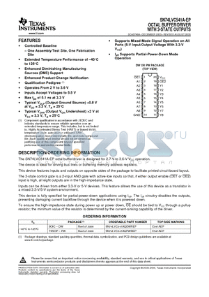 V62/04666-01YE datasheet - OCTAL BUFFER/DRIVER WITH 3-STATE OUTPUTS