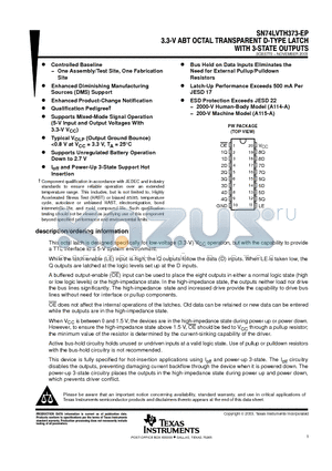 V62/04675-01XE datasheet - 3.3-V ABT OCTAL TRANSPARENT D-TYPE LATCH WITH 3-STATE OUTPUTS
