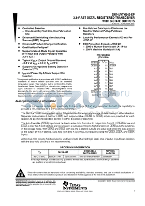 V62/04677-01XE datasheet - 3.3-V ABT OCTAL REGISTERED TRANSCEIVER WITH 3-STATE OUTPUTS