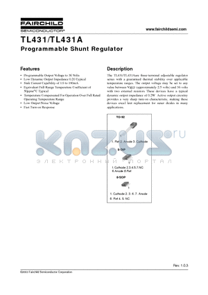 TL431CD datasheet - Programmable Shunt Regulator