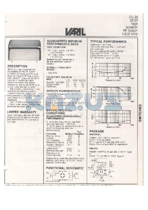 SS-50 datasheet - SPST High Isolation RF Switch 1-200 MHz