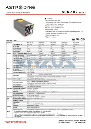 SCN-1K2-24 datasheet - 1200W With Parallel Function
