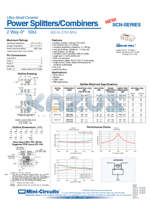 SCN-2-19 datasheet - Power Splitters/Combiners 2 Way-0` 50 800 to 2700 MHz