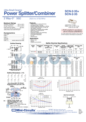 SCN-2-35 datasheet - Power Splitter/Combiner