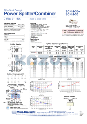 SCN-2-35+ datasheet - Power Splitter/Combiner