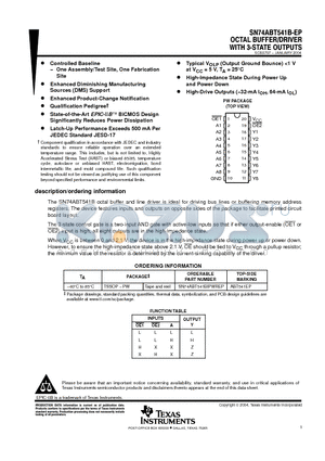 V62/04700-01XE datasheet - OCTAL BUFFER/DRIVER WITH 3-STATE OUTPUTS