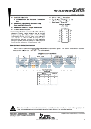 V62/04701-01XE datasheet - TRIPLE 3-INPUT POSITIVE-AND GATE