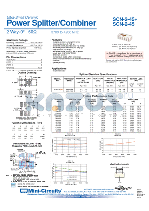 SCN-2-45+ datasheet - Power Splitter/Combiner