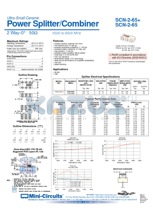 SCN-2-65+ datasheet - Power Splitter/Combiner