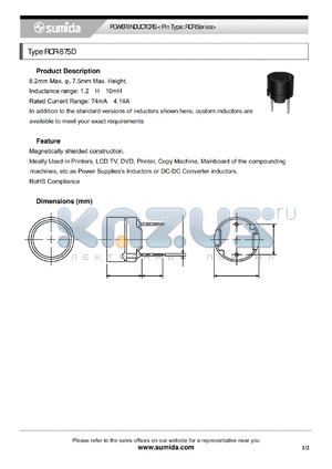 RCR875DNP-120L datasheet - POWER INDUCTORS < Pin Type: RCR Series>