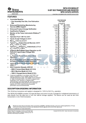 V62/04710-01XE datasheet - 16-BIT BUS TRANSCEIVER AND REGISTER WITH 3-STATE OUTPUTS
