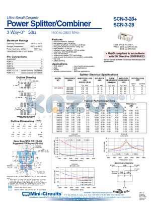SCN-3-28+ datasheet - Power Splitter/Combiner