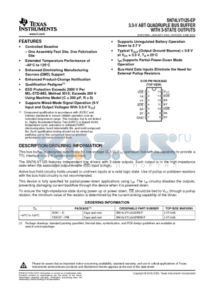 V62/04705-01XE datasheet - 3.3-V ABT QUADRUPLE BUS BUFFER WITH 3-STATE OUTPUTS