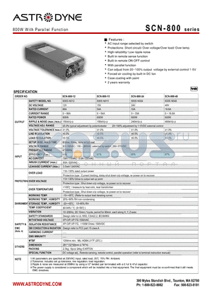 SCN-800-24 datasheet - 800W With Parallel Function