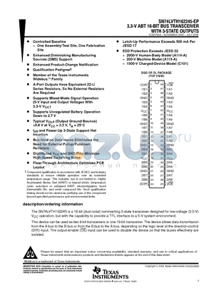 V62/04709-01XE datasheet - 3.3-V ABT 16-BIT BUS TRANSCEIVER WITH 3-STATE OUTPUTS