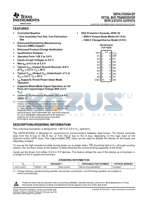 V62/04737-01XE datasheet - OCTAL BUS TRANSCEIVER WITH 3-STATE OUTPUTS
