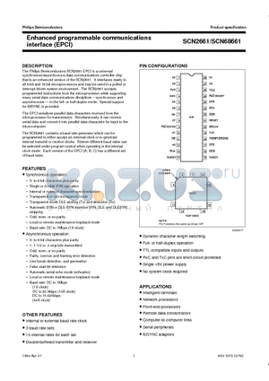 SCN2661BC1N28 datasheet - Enhanced programmable communications interface EPCI