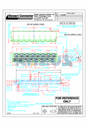 SS-73500-004 datasheet - 16 PORT, 8 OVER 8 SHIELDED CAT5 COMPRESSSOR JACK RETAINED PLUG TAB VERSION