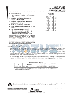 V62/04761-01XE datasheet - OCTAL BUFFER/DRIVER WITH 3-STATE OUTPUTS