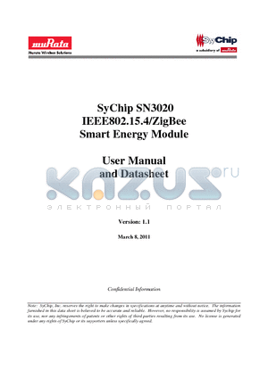 SN3020 datasheet - Smart Energy Module