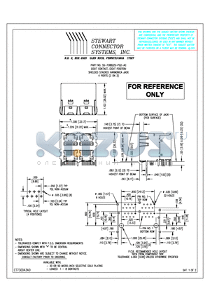 SS-738822S-PG2-AC datasheet - EIGHT CONTACT, EIGHT POSITION SHIELDED STACKED HARMONICA JACK 4 PORTS(2 ON 2)