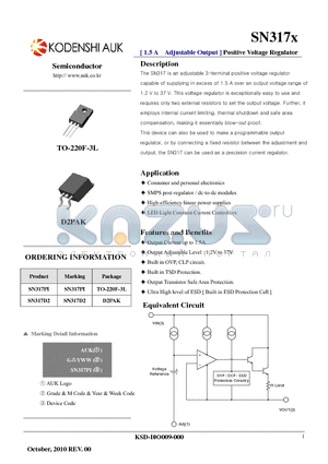 SN317D2 datasheet - [ 1.5 A Adjustable Output ] Positive Voltage Regulator
