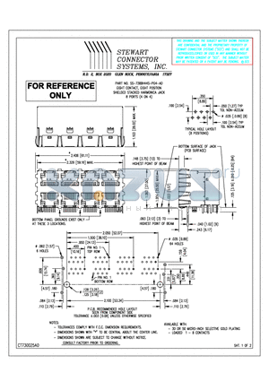 SS-738888-NF datasheet - EIGHT CONTACT, EIGHT POSITION SHIELDED STACKED HARMONICA JACK 8 PORTS (4 ON 4)