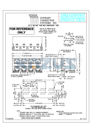 SS-738844S-PG4-AD datasheet - EIGHT CONTACT, EIGHT POSITION SHIELDED TACKED HARMONICA JACK 8 PORTS (4 ON 4)