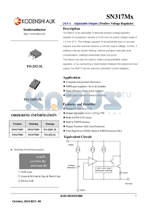 SN317MD datasheet - [ 0.5 A Adjustable Output ] Positive Voltage Regulator