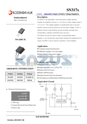 SN317PI datasheet - [ 1.5 A Adjustable Output ] Positive Voltage Regulator