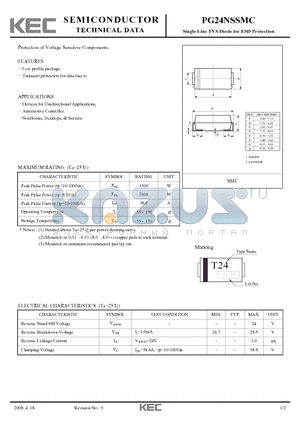 PG24NSSMC datasheet - Single Line TVS Diode for ESD Protection